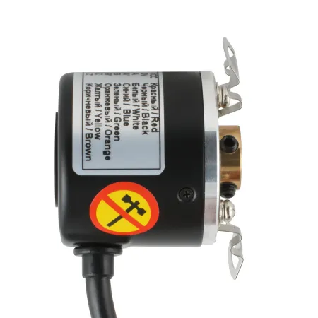 Инкрементальный энкодер D=40мм, полый вал 10мм, 2000 имп/об, 5VDC, выход TTL, IP54, -20…+80°C, радиальный кабель 2м