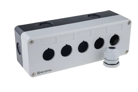 Корпус кнопочного поста, 5 отверстий, серый, IP54