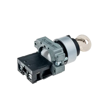 Переключатель с ключом 2 положения 1NO, 1 выемка, с фиксацией