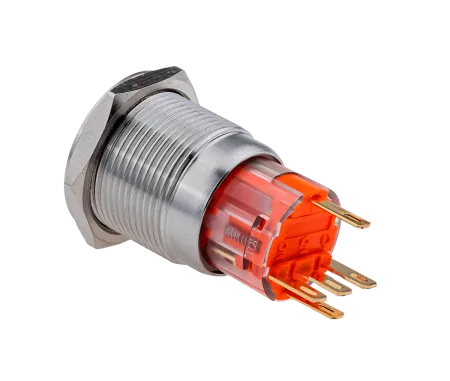 Кнопка с подсветкой синяя, с возвратом, 24В AC/DC, IP67