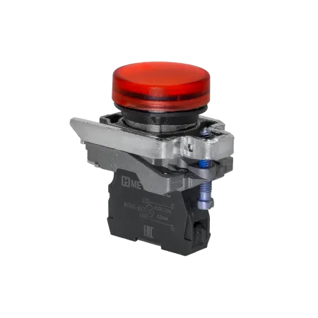 Лампа сигнальная красная, 220V AС/DC, IP65, металл