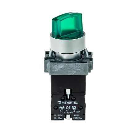 Переключатель с подсветкой, с фиксацией, 24V AC/DC, зеленый, 2 положения, 1NO