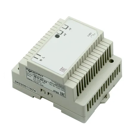 Источник питания INNOCONT. Вход: 220VAC, 0.8А, выход: 60W, 24VDC, 2.5A,-10 +50С, IP20, типы защиты: КЗ, перегрузка, перенапряжение SB-D-60-24