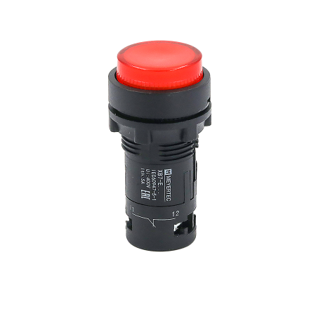 Кнопка красная выступающая с подсветкой, 1NС, 24V AC/DC, IP54, пластик