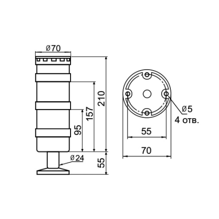 Светосигнальная колонна INNOCONT TL70B-024-RW-55